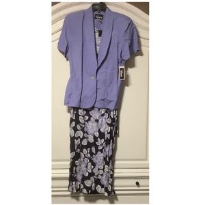 NWT 2 pc sleeveless dress & jacket size 10, rayon, linen, JCP lavender, floral